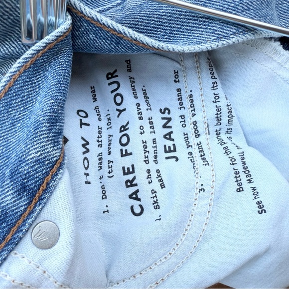 NWT Madewell The Momjean Short in Lansdale Wash Light Blue Raw Hem High Rise - Picture 15 of 16